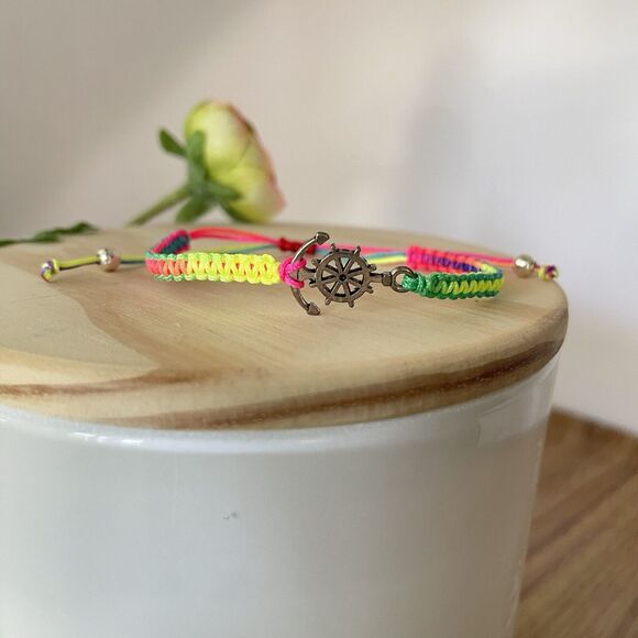 Handmade Multicolor Braided Charm Anchor Bracelet Women Mens New - Picture 3 of 9